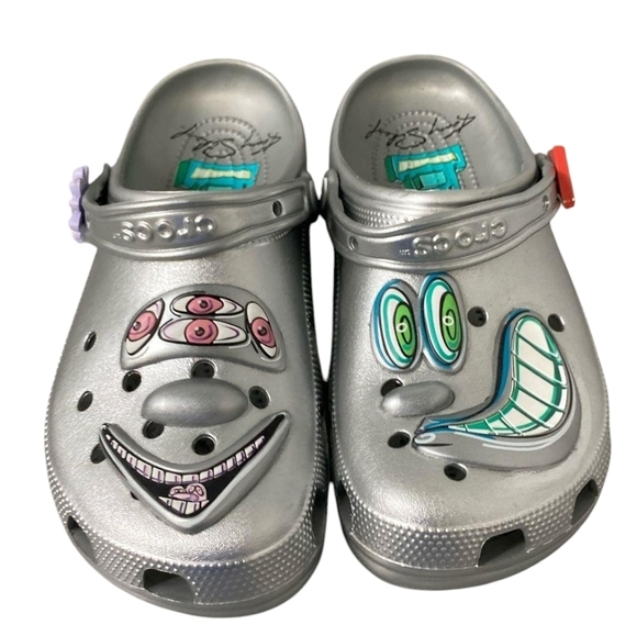 CROCS x SCHARF Classic Silver Unisex CROC Clog NEW, NWT - Picture 2 of 11